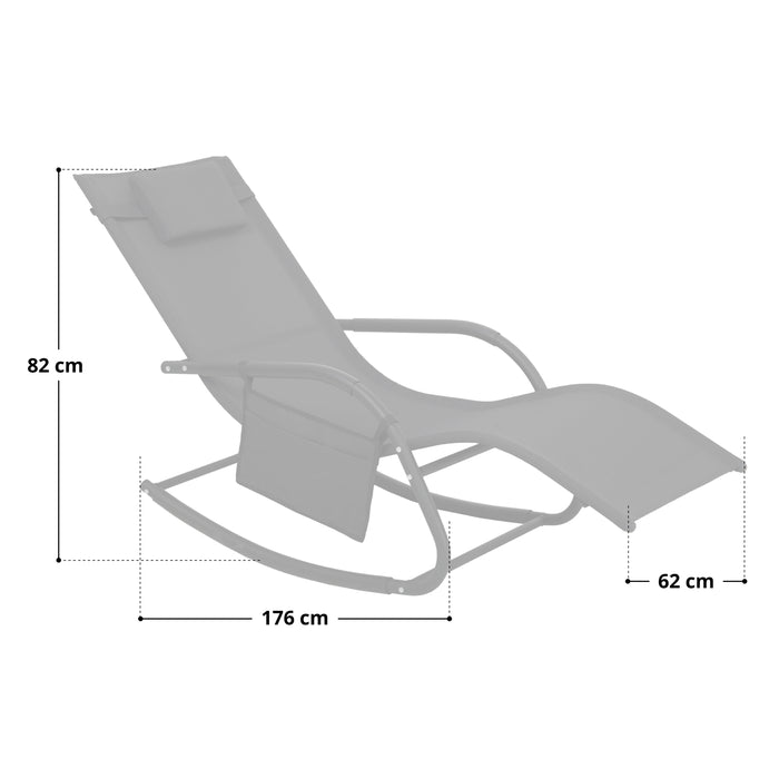 Maße der Schaukelliege: 176 x 62 cm; Höhe 82 cm
