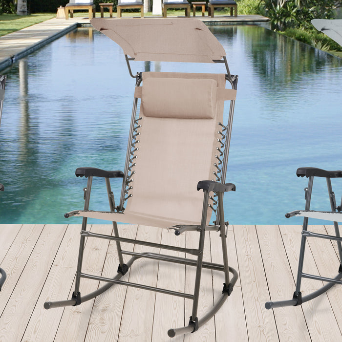 SVITA Outdoor Schaukelstuhl mit Sonnendach - klappbar beige am Pool