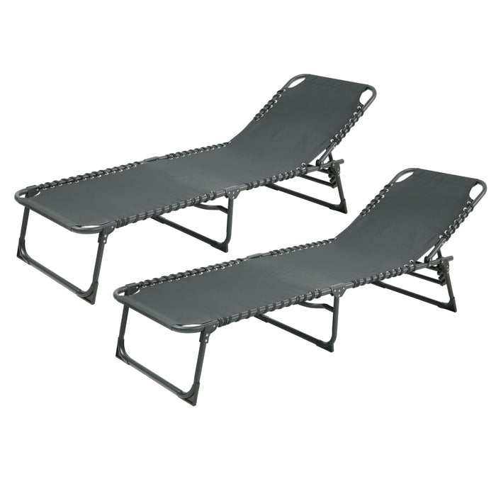 B-Ware 2er Set Sonnenliege Dunkelgrau