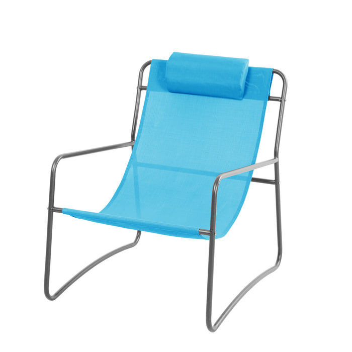 SVITA SVEIO Outdoor Relaxsessel mit Nackenkissen blau