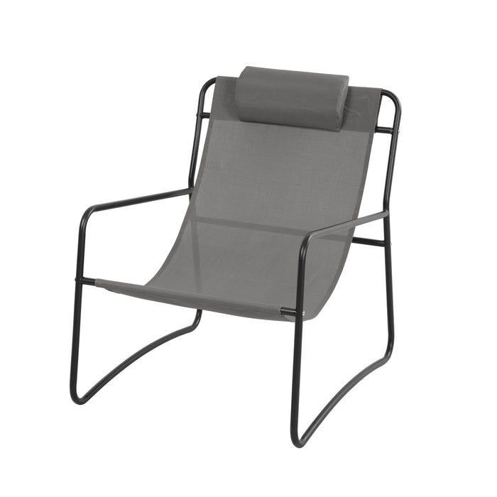 SVITA SVEIO Outdoor Relaxsessel mit Nackenkissen dunkelgrau