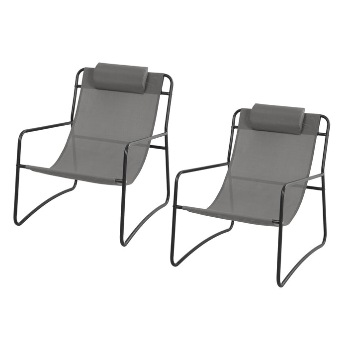 2-er Set Outdoor Relaxsessel dunkelgrau