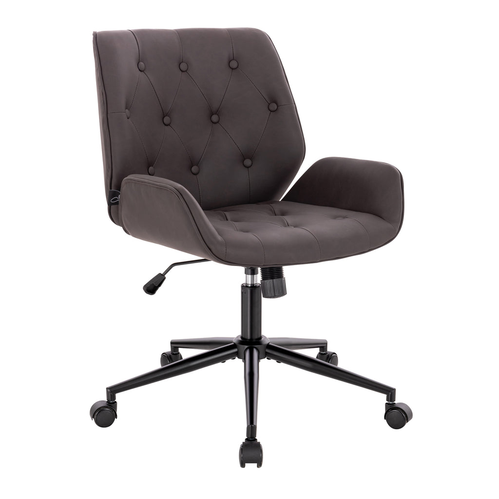 SVITA Gabriel Bürostuhl - Vintage Design Mit Kunstleder, Schwarz, Höhenverstellbar, Wippbar
