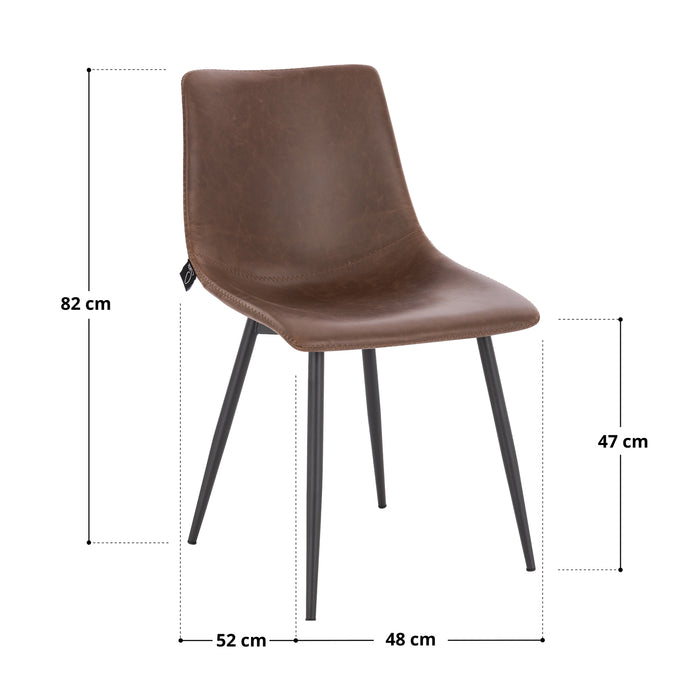 B-Ware MILES 2er Set Esszimmerstühle Kunstleder Braun
