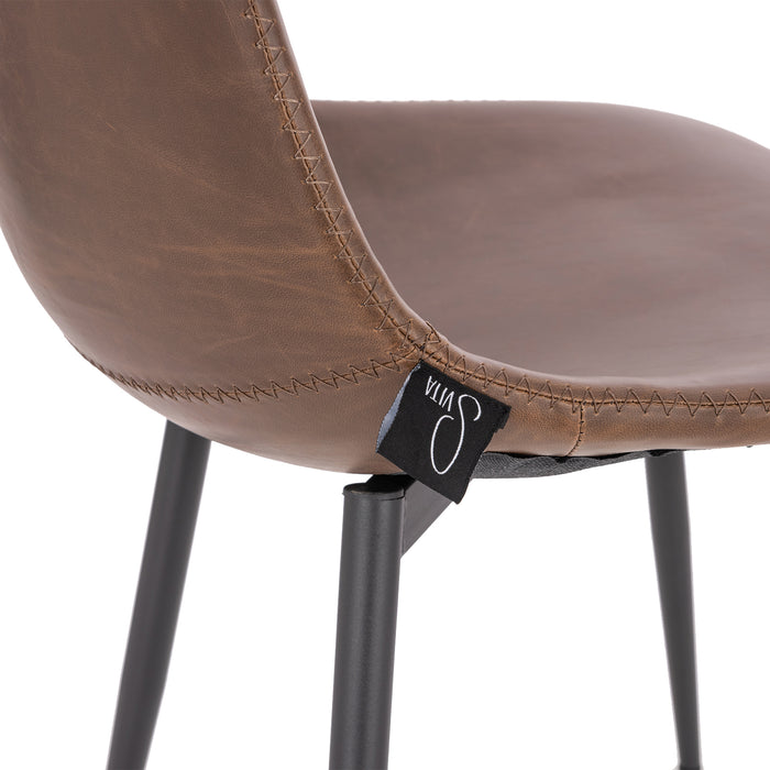 B-Ware MILES 2er Set Esszimmerstühle Kunstleder Braun