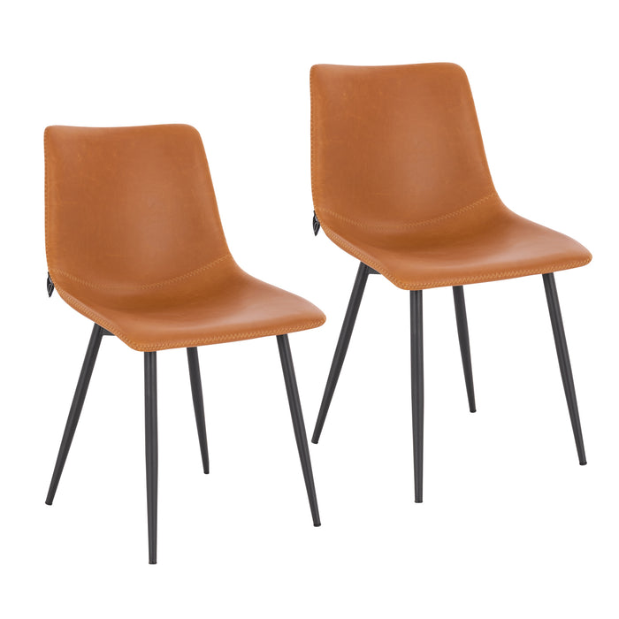 B-Ware MILES 2er Set Esszimmerstühle Kunstleder Cognac