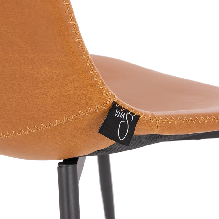 B-Ware MILES 2er Set Esszimmerstühle Kunstleder Cognac