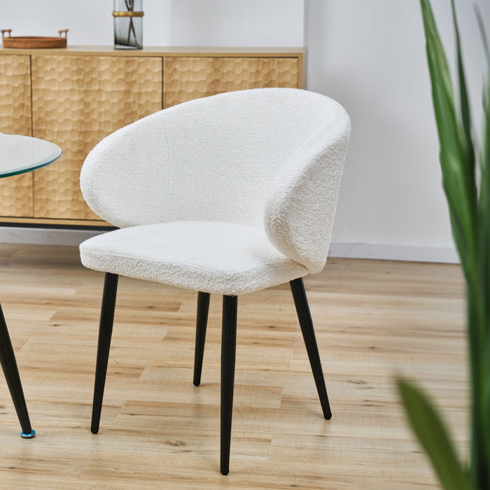 B-Ware AUDREY 2er Set Esszimmerstühle Weiß Bouclé