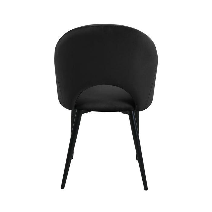 Rückansicht des schwarzen SVITA Hailey Esszimmerstuhls mit robusten schwarzen Beinen und modernem Design