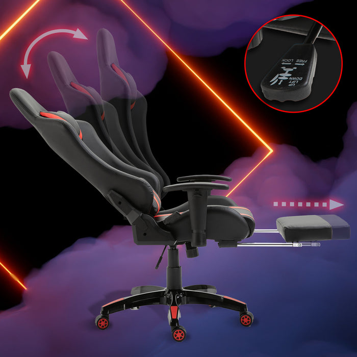 B-Ware Gaming Sessel mit Fußraste Schwarz-rot
