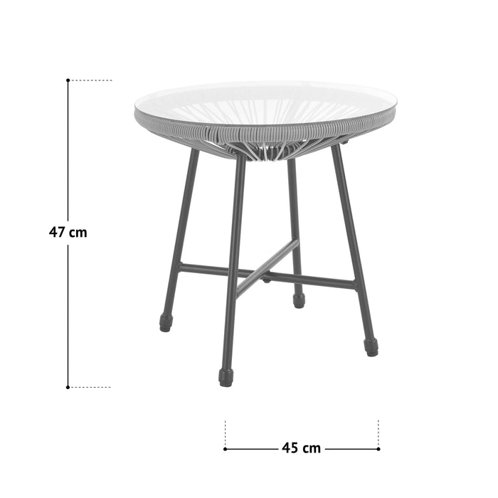 BALI Balkonset - Maße Beistelltisch 45 x 47 cm