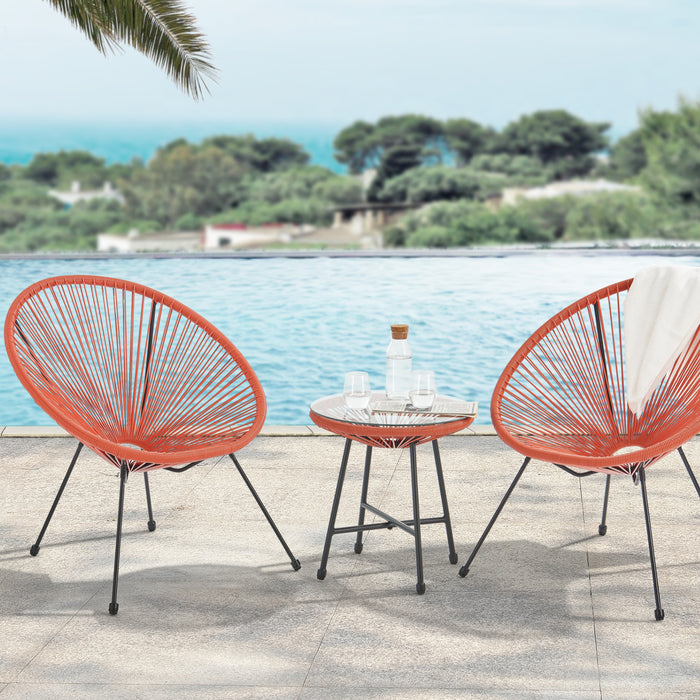 BALI Balkonset mit 2 Sesseln und Beistelltisch - Ambientebild am Meer - orange
