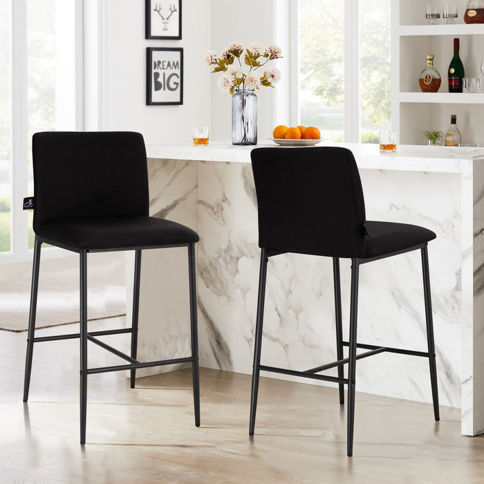 B-Ware ERIK 2er Set Barhocker mit Rückenlehne Schwarz