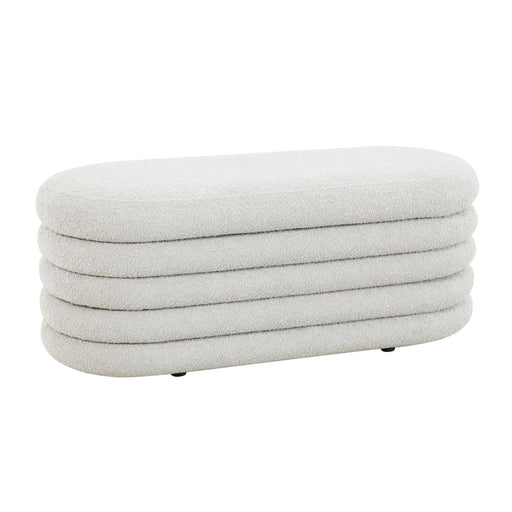 SVITA BLOSSOM XL Hocker mit Stauraum und weißem Bouclé-Bezug