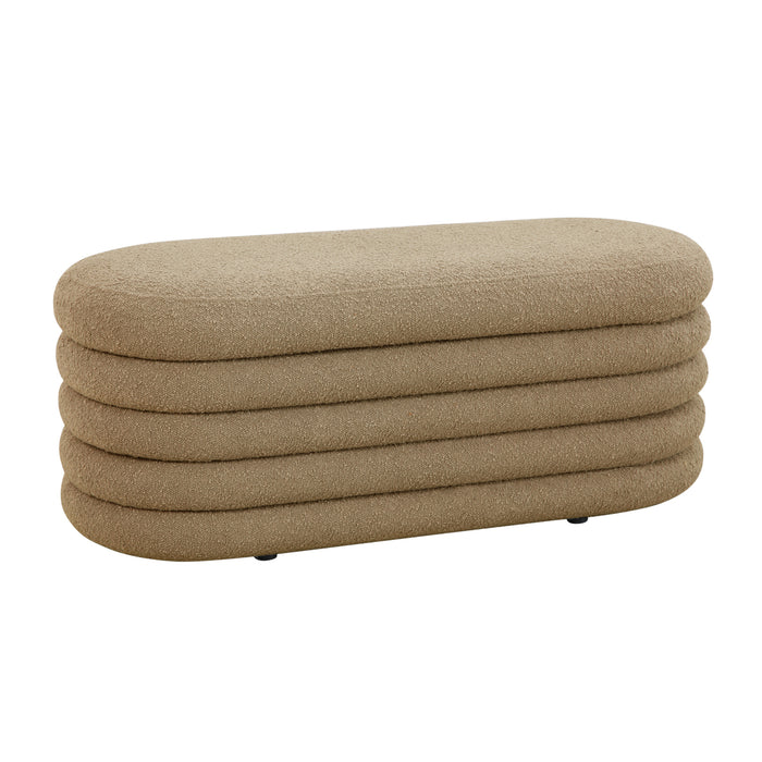 SVITA BLOSSOM XL Hocker mit Stauraum und hellbraunem Bouclé-Bezug