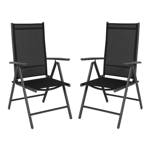 SVITA Hochlehner Gartenstuhl klappbar schwarz 2-er Set