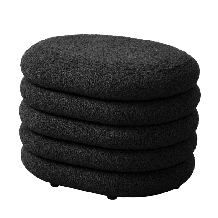 SVITA BLOSSOM S Hocker mit Stauraum und schwarzem Bouclé-Bezug
