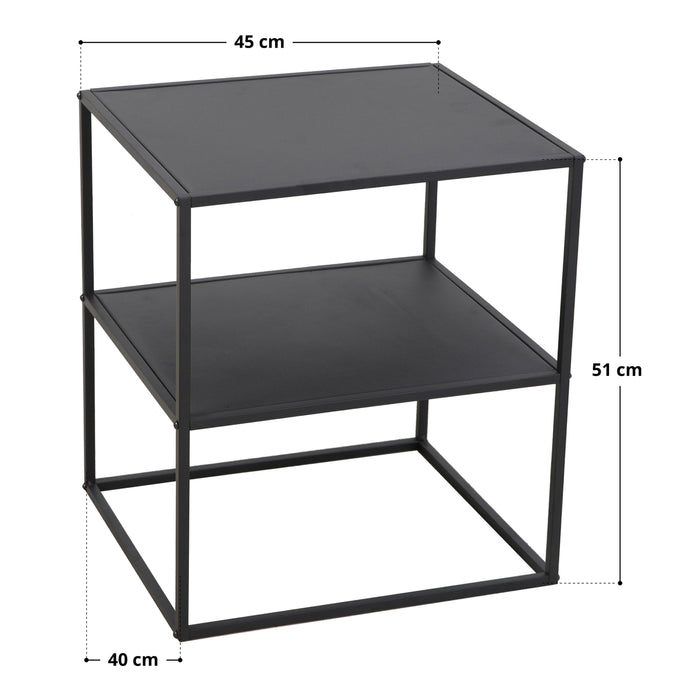SVITA HERMI Metall-Beistelltisch mit zwei quadratischen Ablagen, Maße 45x40 cm, Höhe 51 cm