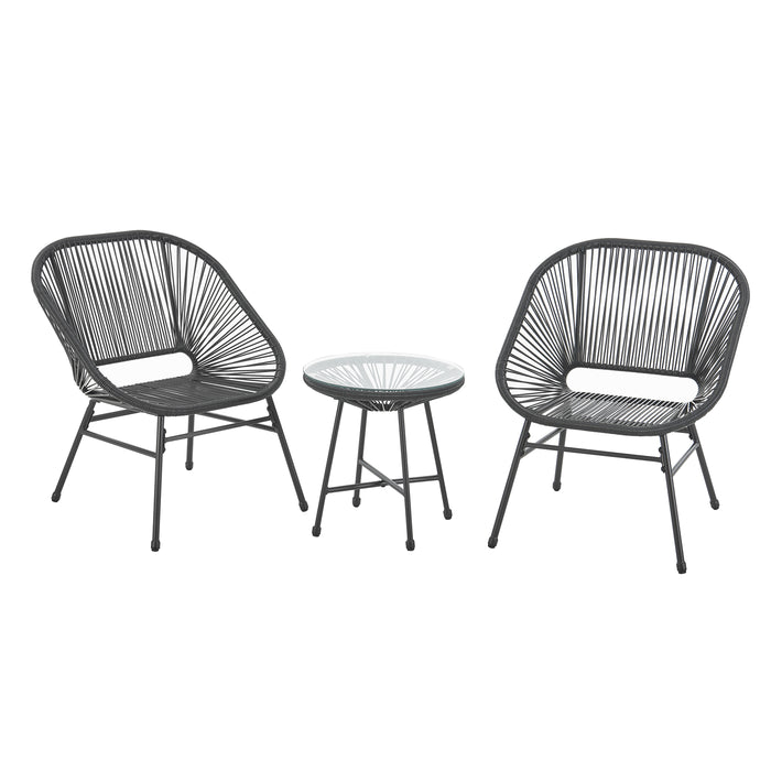 Balkonmöbel Set TULUM 3-tlg. - 2 Sessel und Beistelltisch schwarz