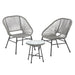 Balkonmöbel Set TULUM 3-tlg. - 2 Sessel und Beistelltisch mit grauem Rattangeflecht