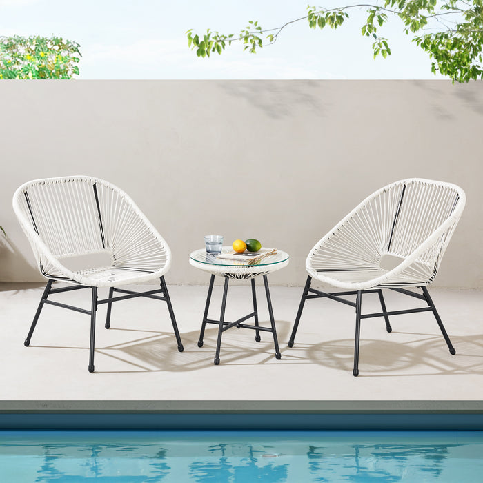 Balkonmöbel Set TULUM 3-tlg. - Ambientebild am Pool weiß