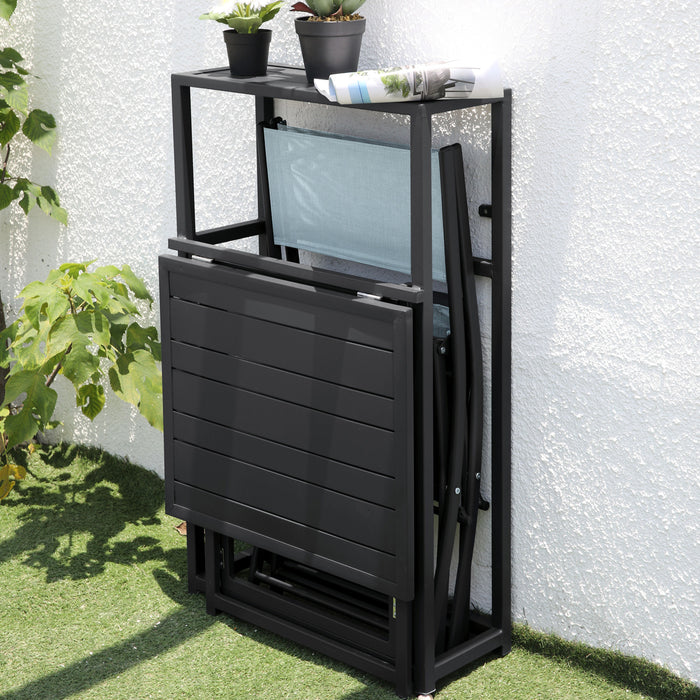 B-Ware Balkonset platzsparend Grau/Blau