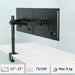 Schwarze Monitorhalterung mit zwei Armen, Spezifikationen: Monitorgröße 15-27 Zoll, VESA MIS-D Standard 75/100 mm, Bis 8 kg belastbar
