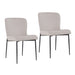 Zwei beige SVITA Freddie Esszimmerstühle mit gepolstertem Sitz und Rückenlehne, schwarze schlanke Metallbeine