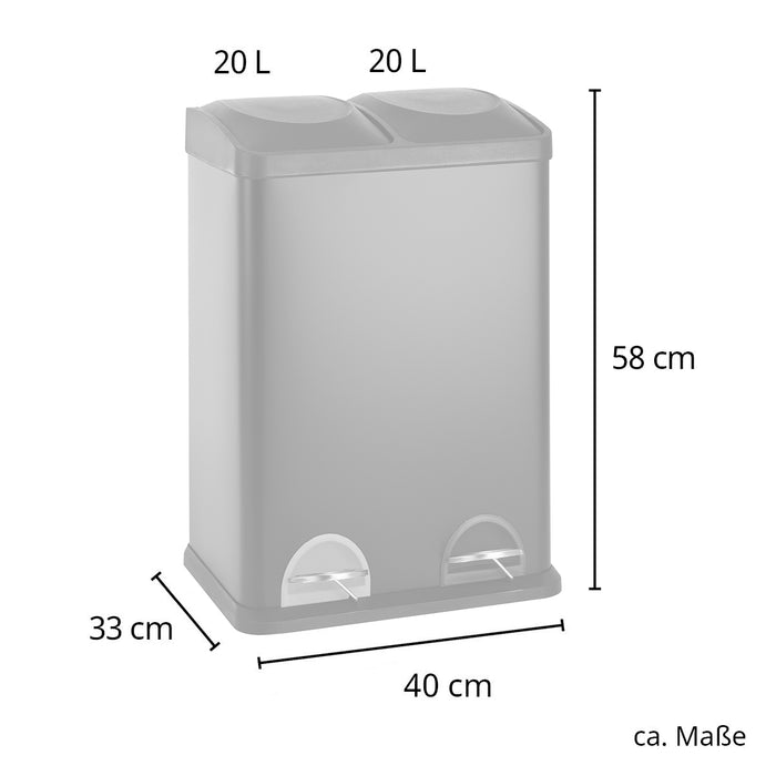 TC2X20 Mülleimer Schwarz 40 Liter (2x20L)