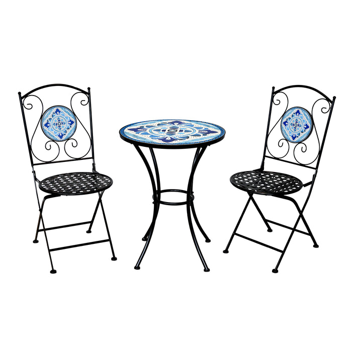 B-Ware PARIS Bistro-Set Mosaik Blau