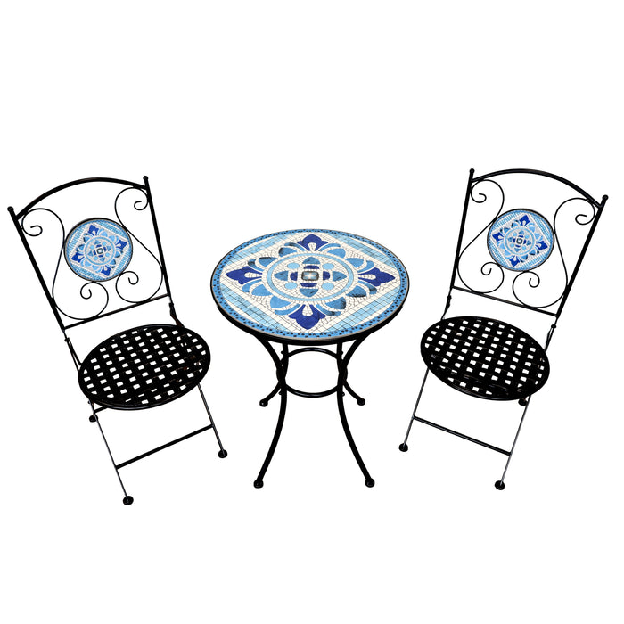 B-Ware PARIS Bistro-Set Mosaik Blau