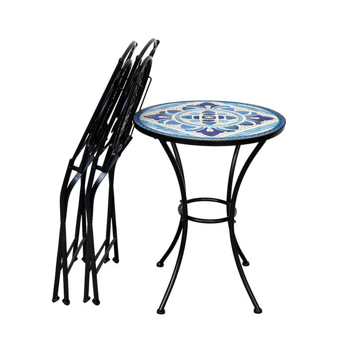 B-Ware PARIS Bistro-Set Mosaik Blau