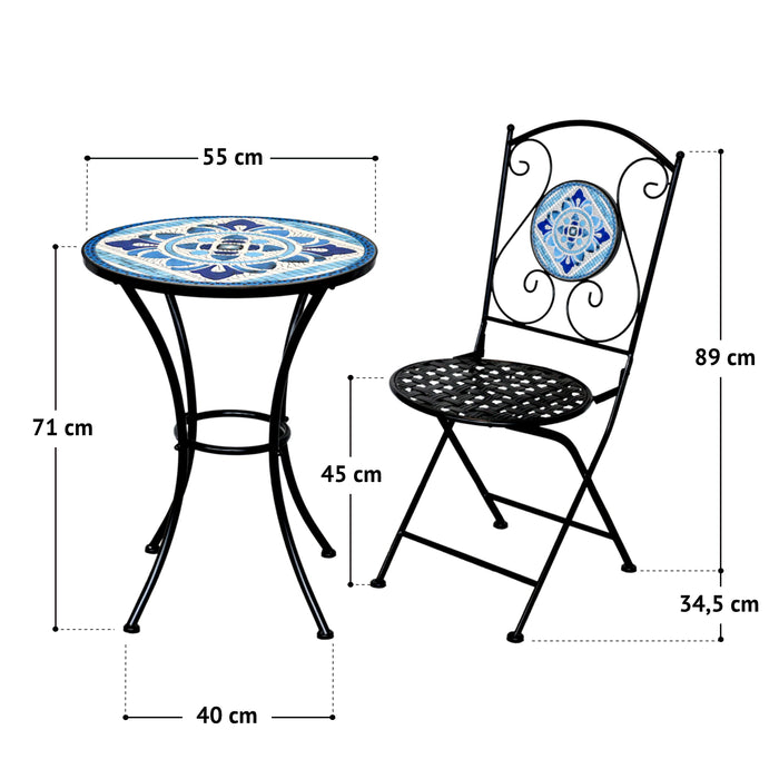 B-Ware PARIS Bistro-Set Mosaik Blau