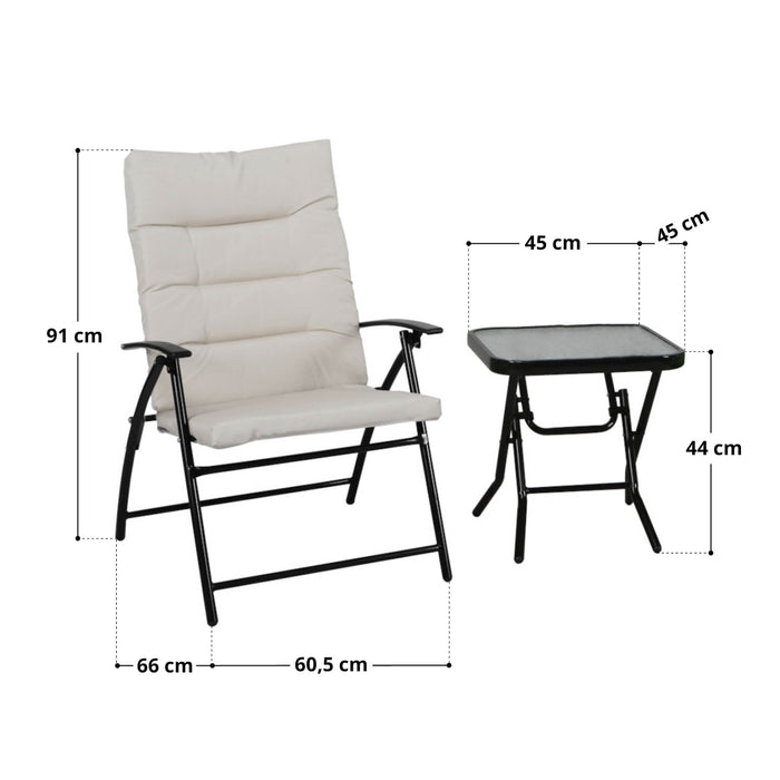 SVITA Ventura Sitzgruppe mit gepolstertem Stuhl und Beistelltisch, Maße Stuhl: Höhe 91 cm, Sitzbreite: 60,5 cm, Tiefe: 66 cm, Maße Tisch: Höhe 44 cm, Länge 45 cm, Breite 45 cm