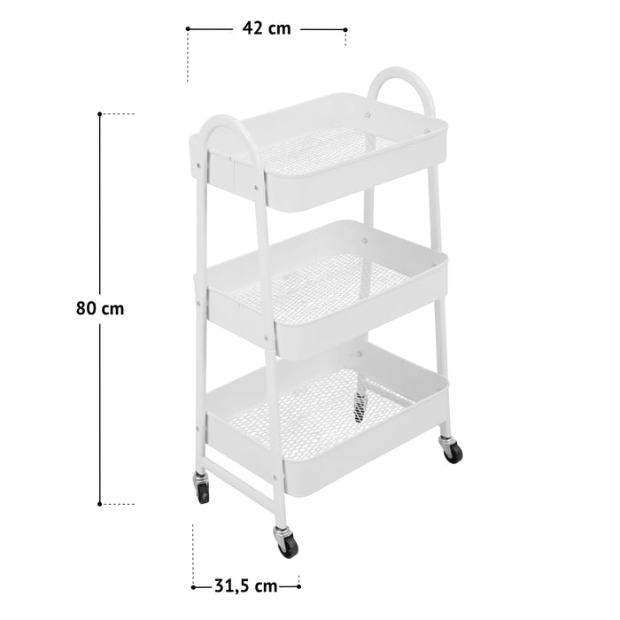 Maße SVITA Servierwagen mit Rollen, Maße 80 cm hoch, 42 cm breit, 31,5 cm tief