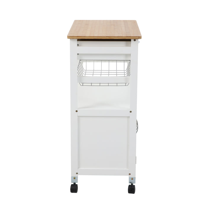 B-Ware Küchenwagen MDF/Bambus Weiß