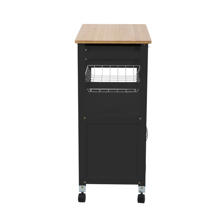 B-Ware Küchenwagen MDF/Bambus Schwarz