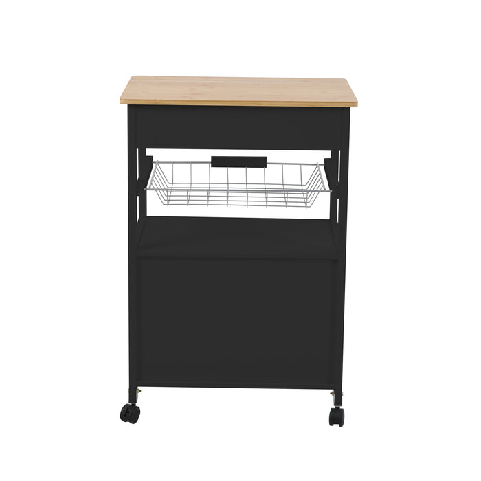 B-Ware Küchenwagen MDF/Bambus Schwarz