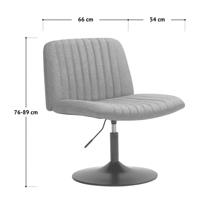 Maßbild Svita Emily Loungesessel mit verstellbarer Höhe von 76 bis 89 cm, Sitzbreite 66 cm, Sitztiefe 54 cm, schwarzer runder Metallfuß