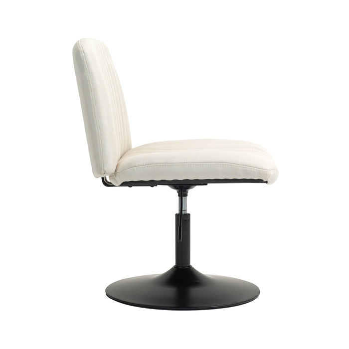 Seitenansicht beiger Lounge-Sessel mit Stoffbezug höhenverstellbar mit Hebel an der Seite