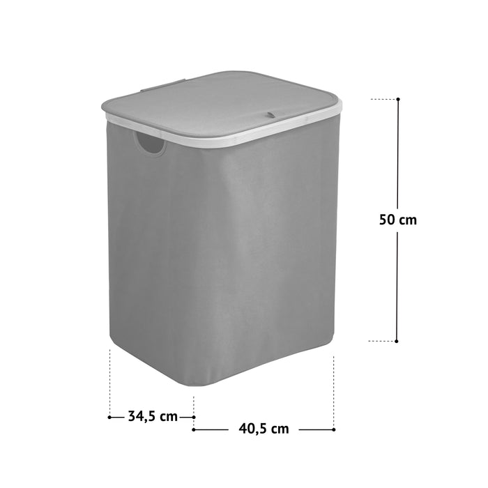 Maße des Wäschekorbs: Breite 40,5 cm, Tiefe 34,5 cm, Höhe 50 cm