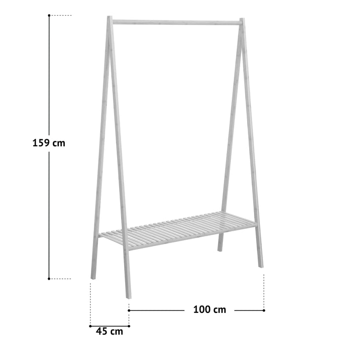 Maße der Garderobe mit Ablagefläche, 159 cm hoch, 100 cm breit, 45 cm tief