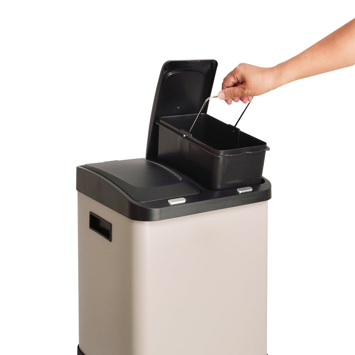 B-Ware 3XCombo Mülleimer 32 Liter Taupe (2x8+16L)