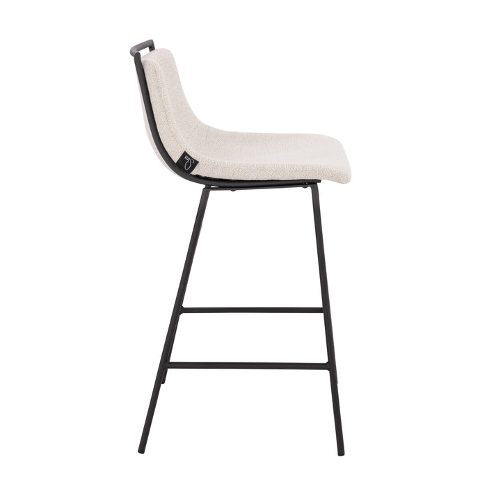 CAMILLE 2er Set Barhocker Boucle Weiß