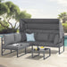 Gartenlounge dunkelgrau mit Sonnendach - Ecksofa und Beistelltisch am Pool