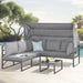 Gartenlounge hellgrau mit Sonnendach - Ecksofa und Beistelltisch am Pool