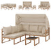 Gartenlounge beige mit Sonnendach - Stellmöglichkeiten großes Ecksofa - Dreiersofa mit zwei Sesseln oder Sonneninsel