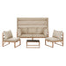 Gartenlounge beige mit Sonnendach - Stellmöglichkeit 3-Sitzer Sofa mit zwei Sesseln und Beistelltisch
