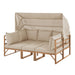 Gartenlounge Beige mit Sonnendach - Stellmöglichkeit Sonneninsel mit großer Liegefläche