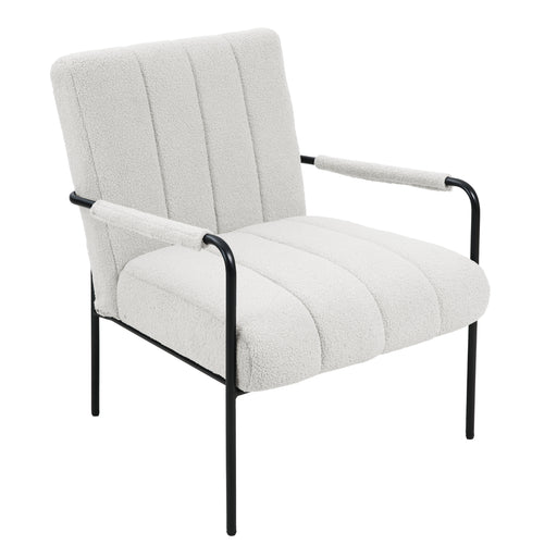 Weißer SVITA Kyle Loungestuhl mit vertikalen Nähten und gepolsterten Armlehnen, modernes Design